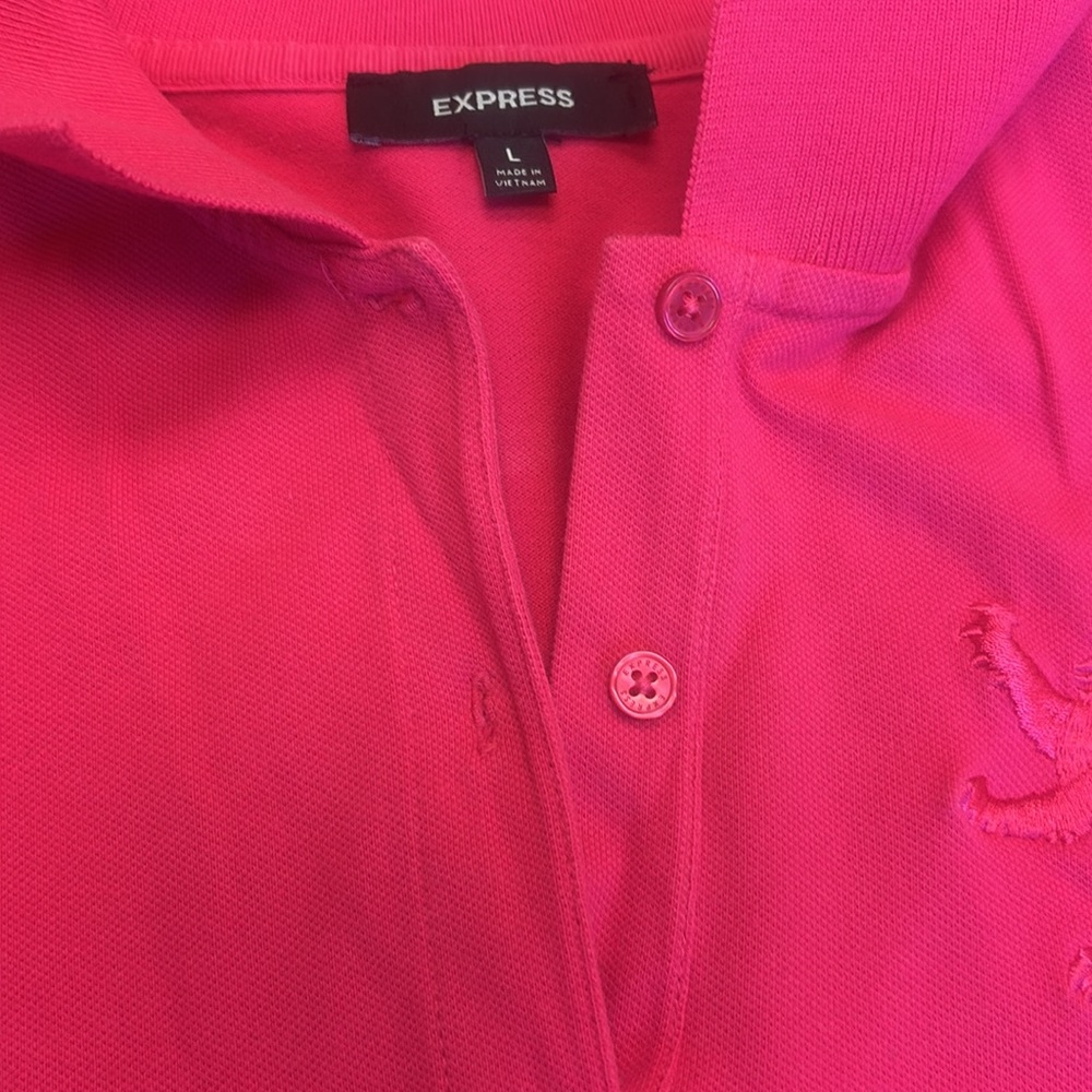 Express Women's Hot Pink Polo Shirt - Picture 4 of 4